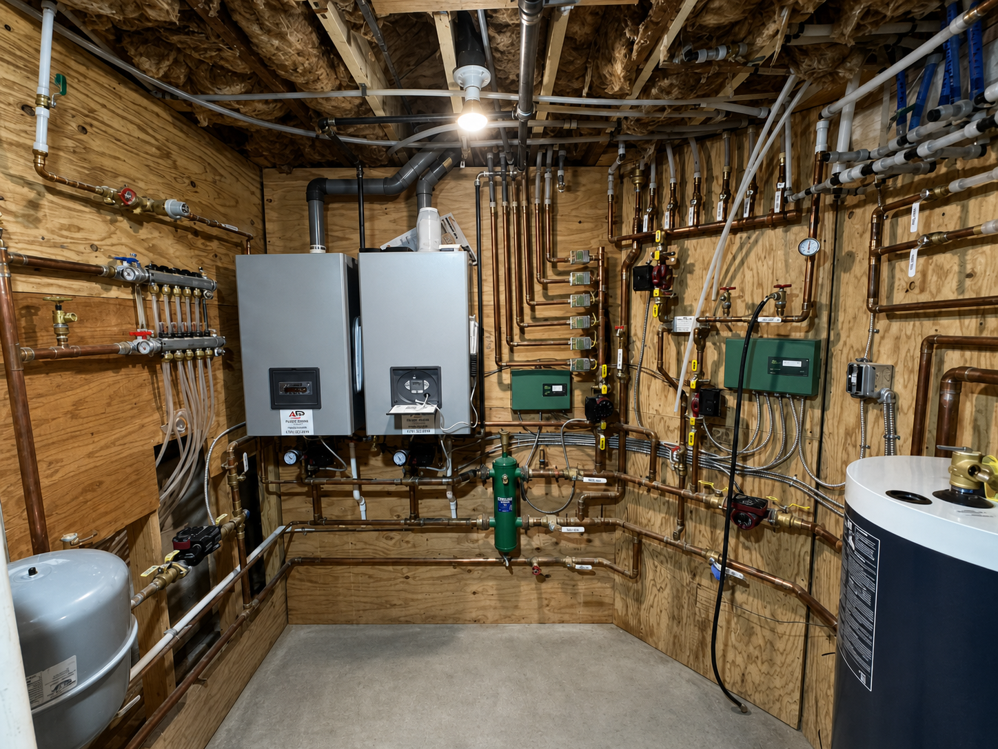 Lead-lag high-efficiency boiler installation with multi-zone hydronic heating controls and copper piping in Rockland County, NY