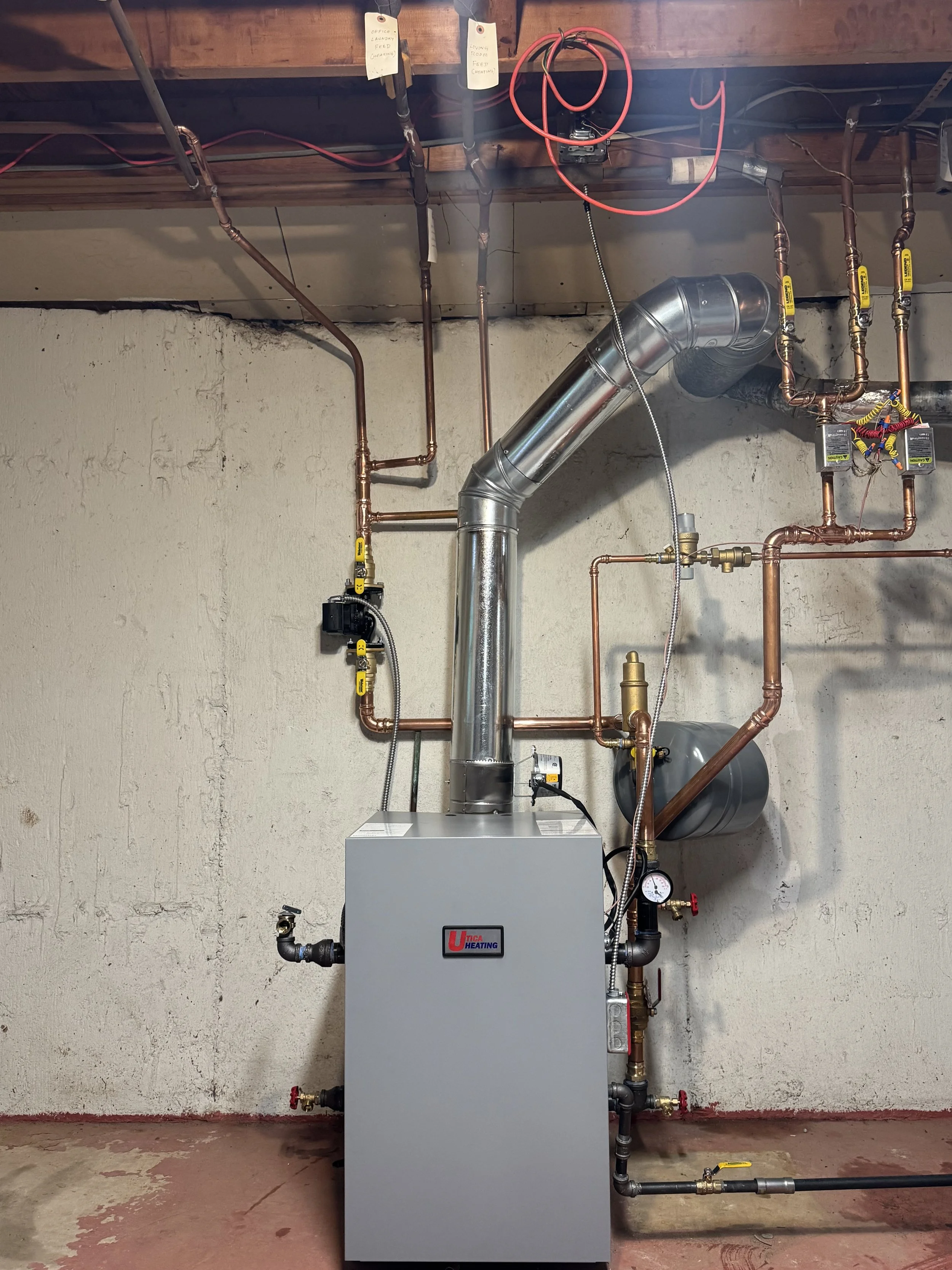 Boiler installation with copper supply and return piping