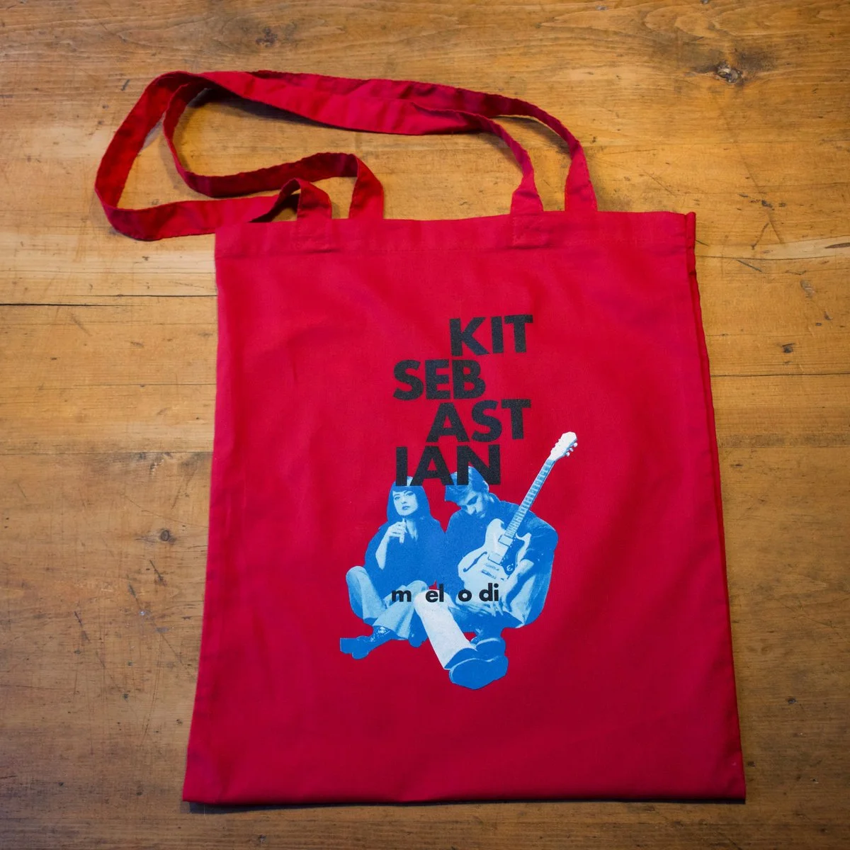 100% Cotton Tote Bag with Kit Sebastian Logo + Photo in Blue