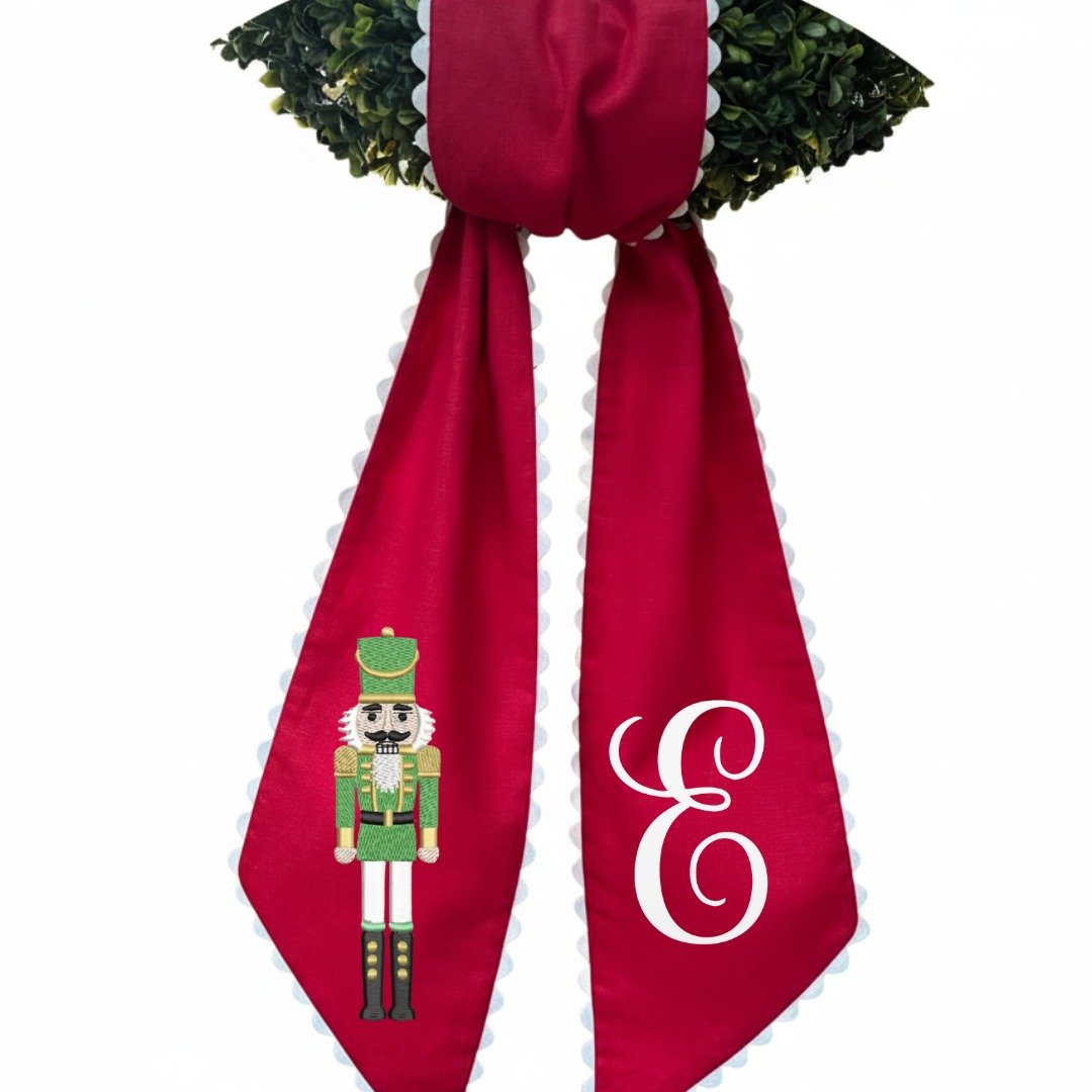 🎄✨ Christmas Wreath Sashes &ndash; Pre-Order is OPEN! ✨🎄

Bring festive cheer to your front door with a limited-edition embroidered Christmas sash! Perfect for wreaths, mantels, or banisters &ndash; each one is finished with scalloped trim and cust