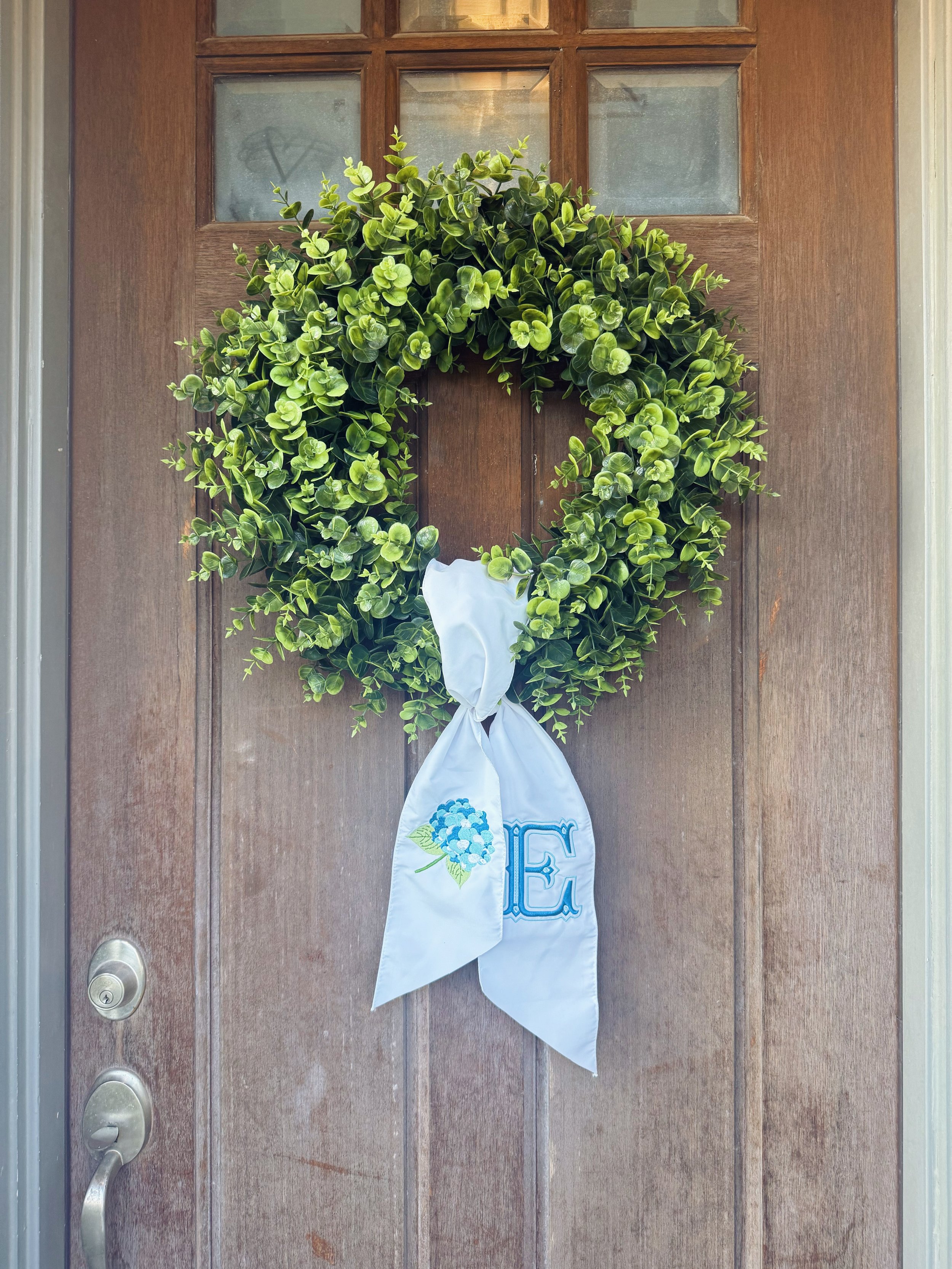 Monogram and Hydrangea Wreath Sash