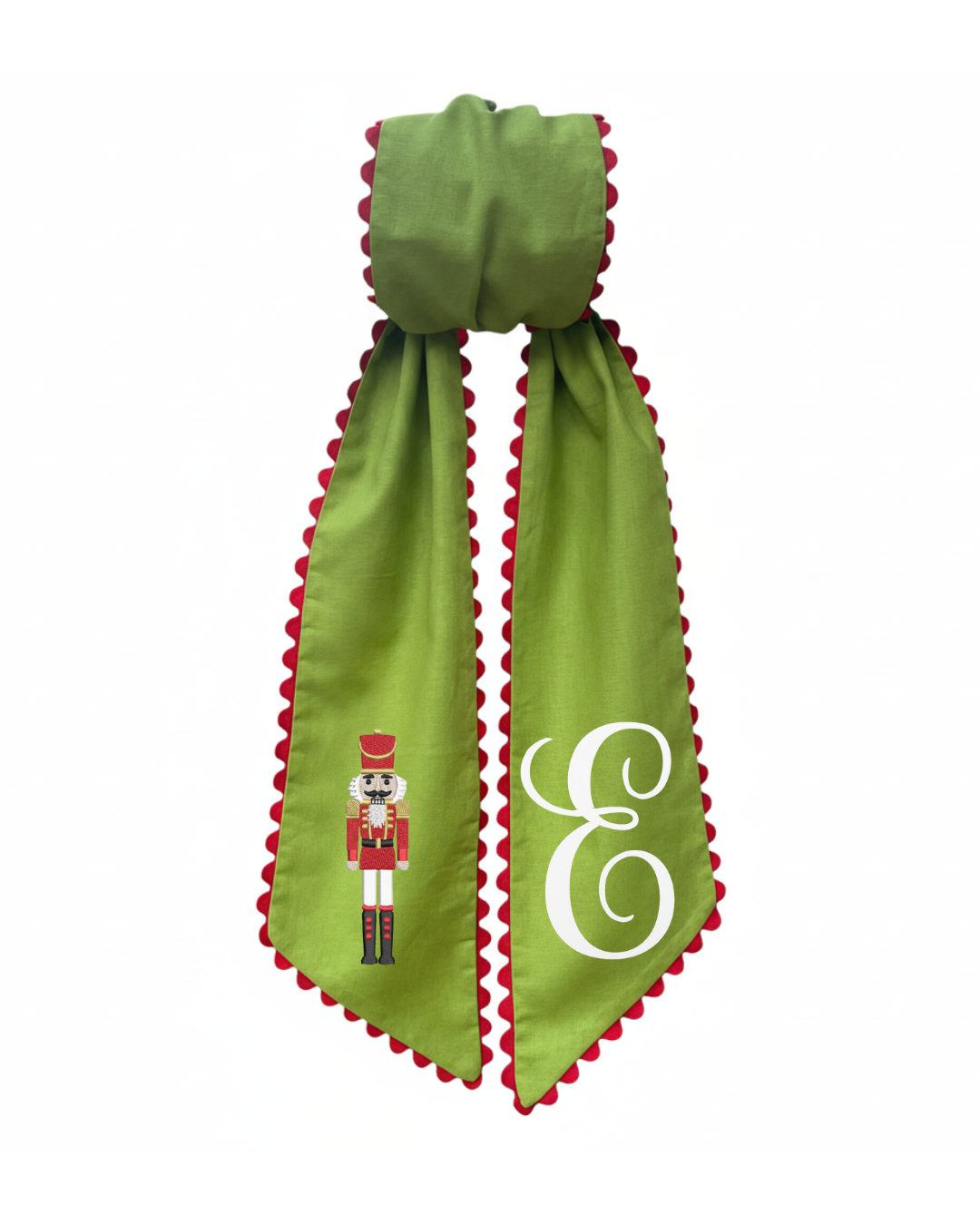 Green Wreath Sash with Red Nutcracker