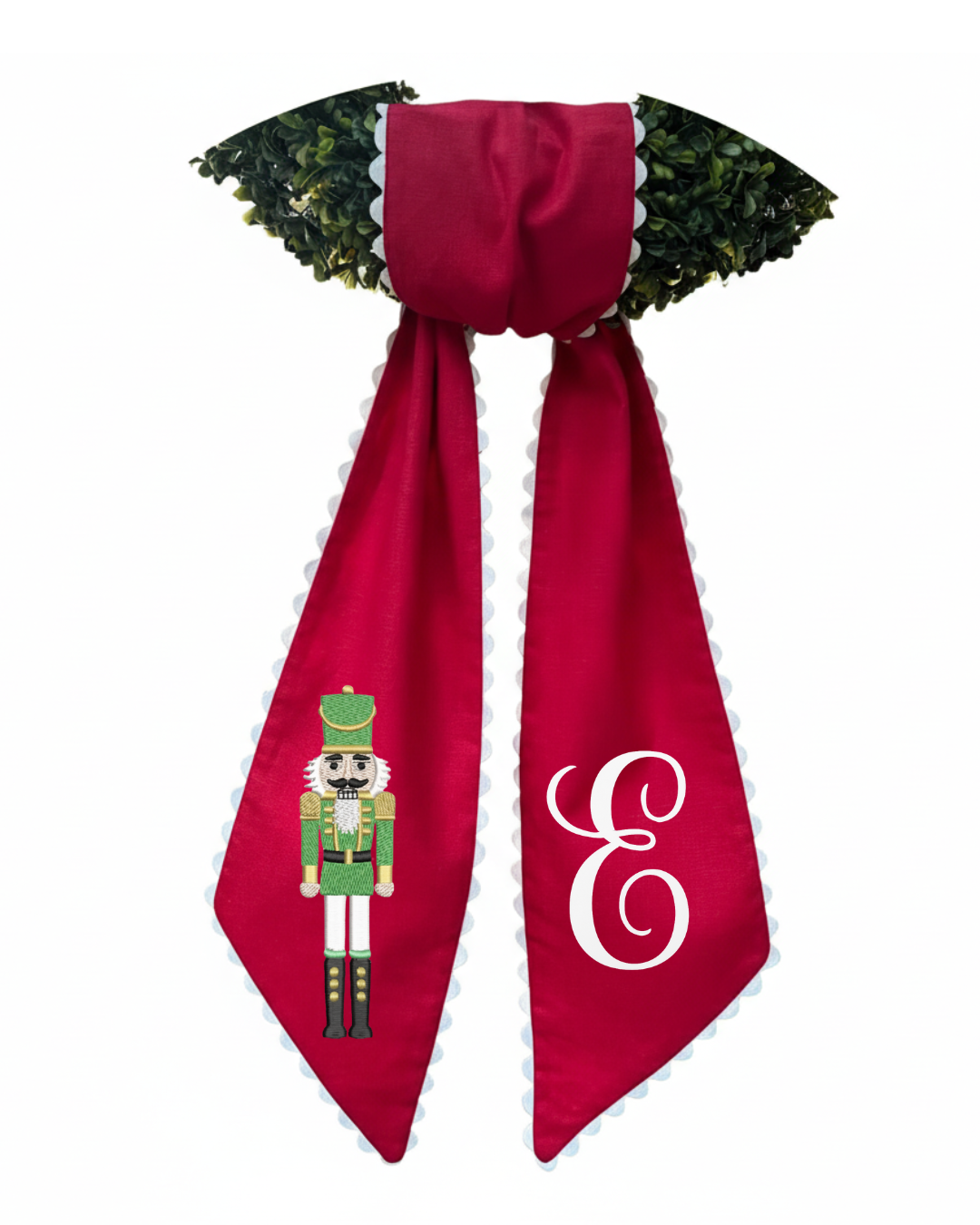 Red Wreath Sash With Green Nutcracker