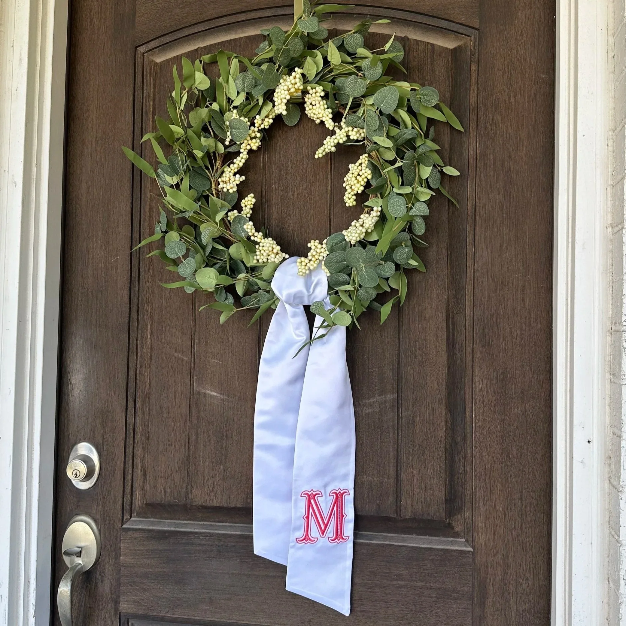 One sided Monogram Wreath Sash