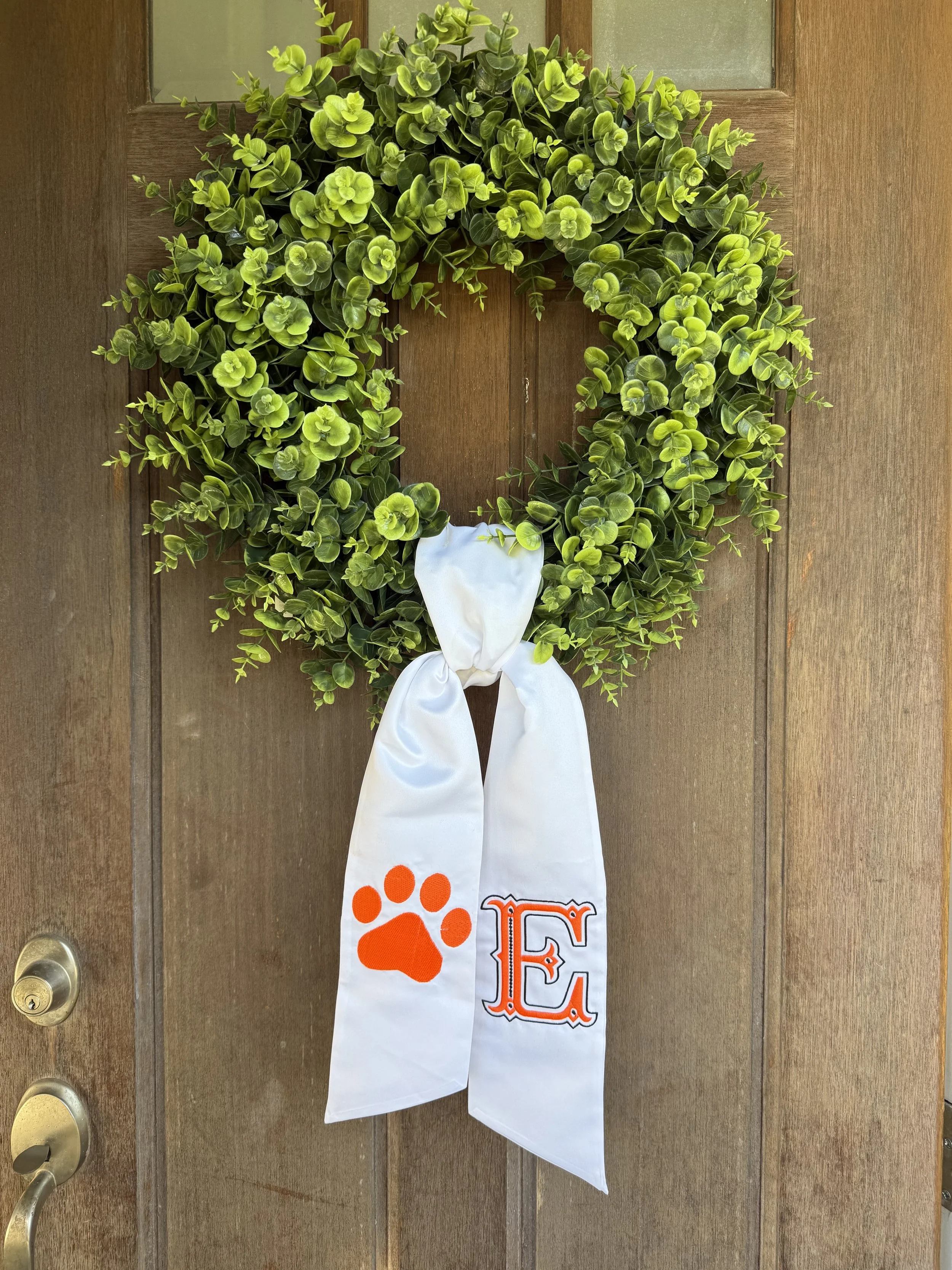 Paw Print Monogrammed Wreath Sash