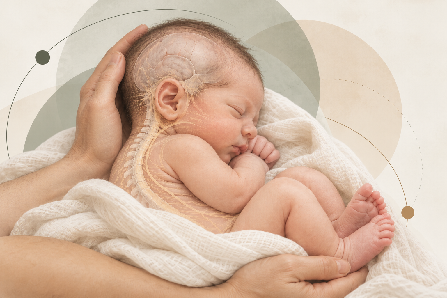 Newborn baby's feet resting in an adult's hand.