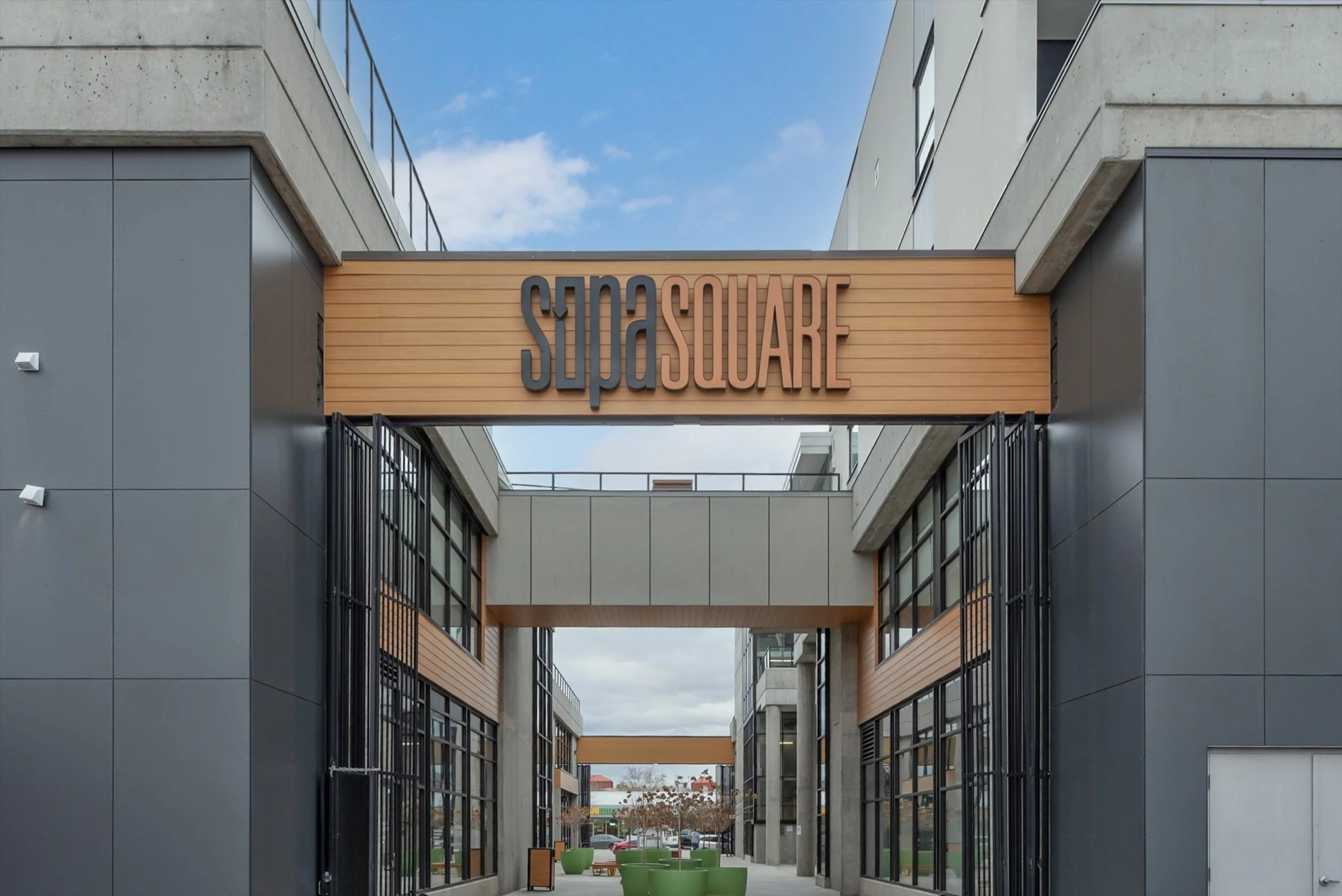 SOPA Square inner courtyard entrance on Pandosy Street in Kelowna