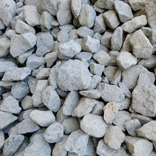 A pile of gray rocks and stones of various sizes.