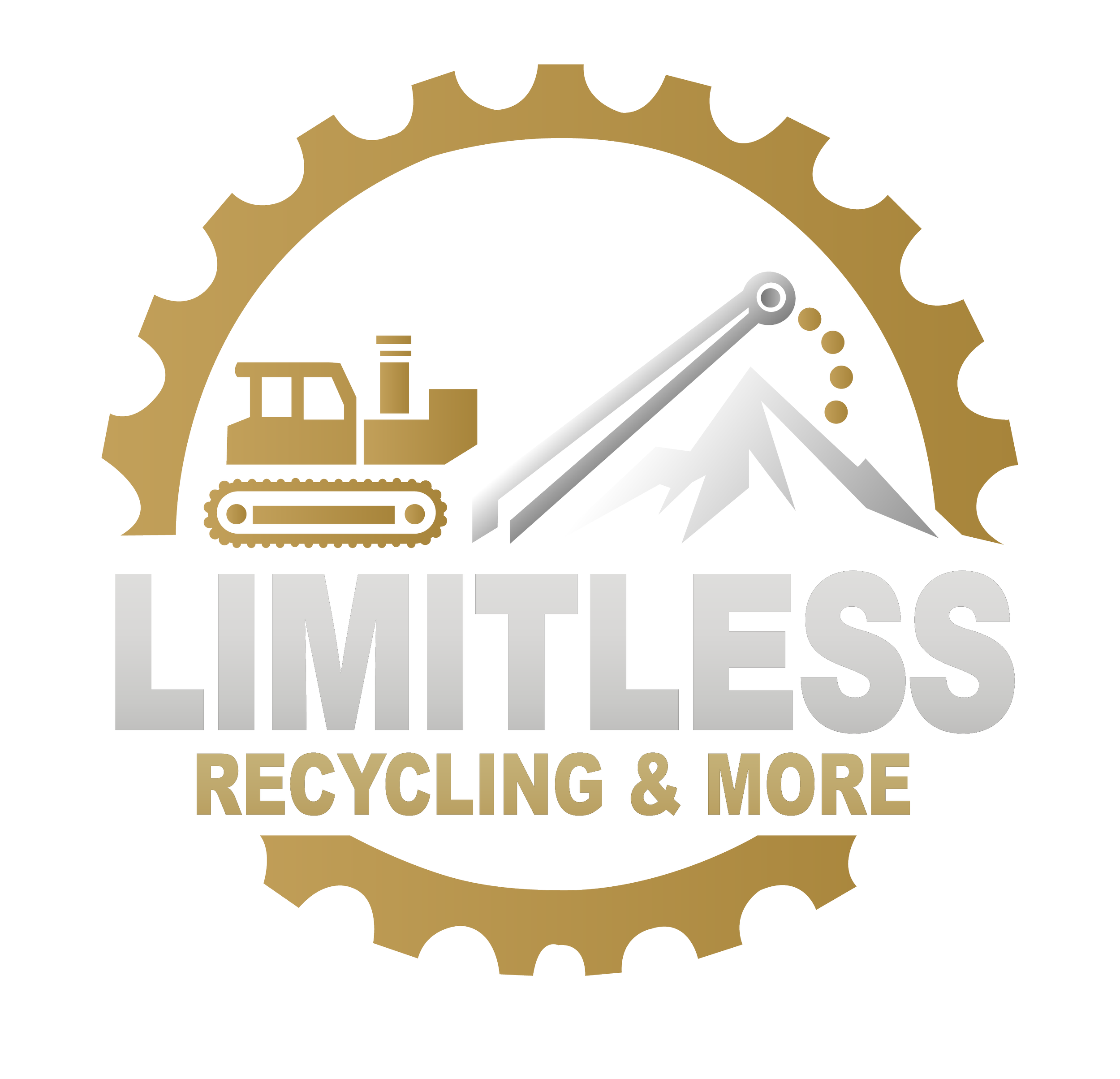 Close-up of a gear with text promoting recycling and sustainability.