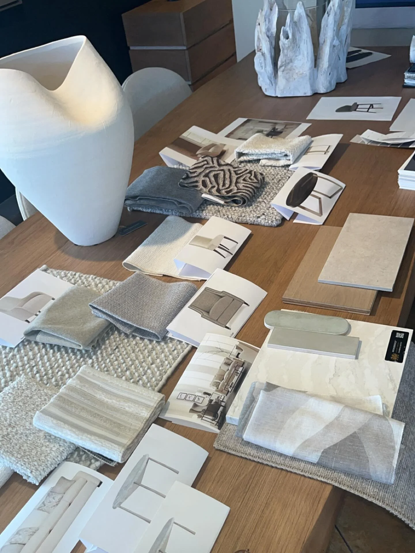 Furniture selections underway&mdash;thoughtfully layering refined textures, warm materials, and sculptural forms to create a cohesive and timeless interior. A pleasure collaborating with Allison, whose vision and attention to detail make the process 