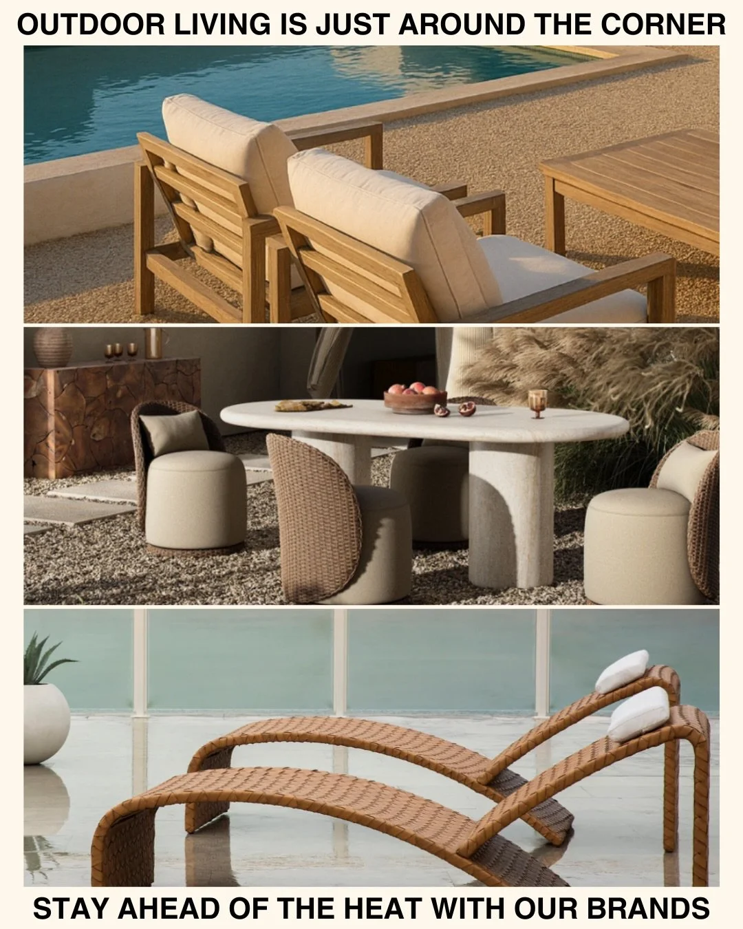 Reminder! Now is the time to start thinking about your beautiful outdoor spaces. Summer 2026 is right around the corner! Our reps from the brands above will be in THSC Showroom today 1-3pm to chat with you about what&rsquo;s new. See you all there!