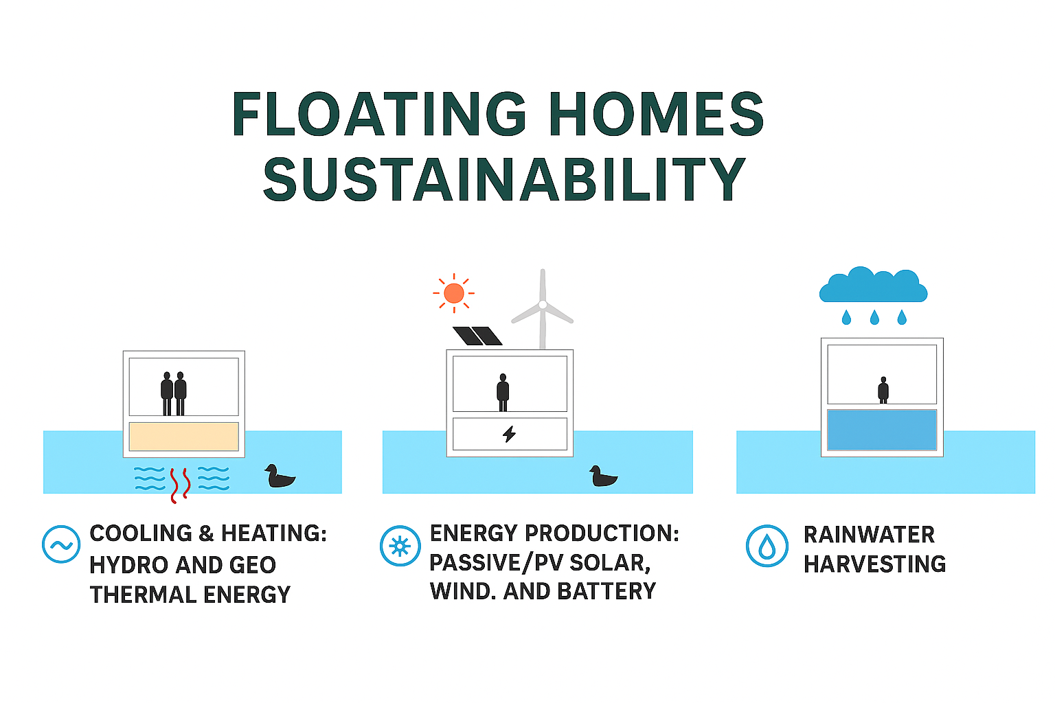 Floating homes' climate exposure allows it to tap into thermal, PV and electric generating resources