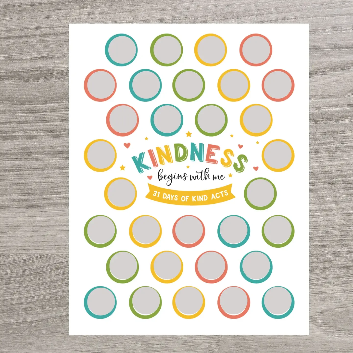 Scratch Off 31 Days of Kindness Chart