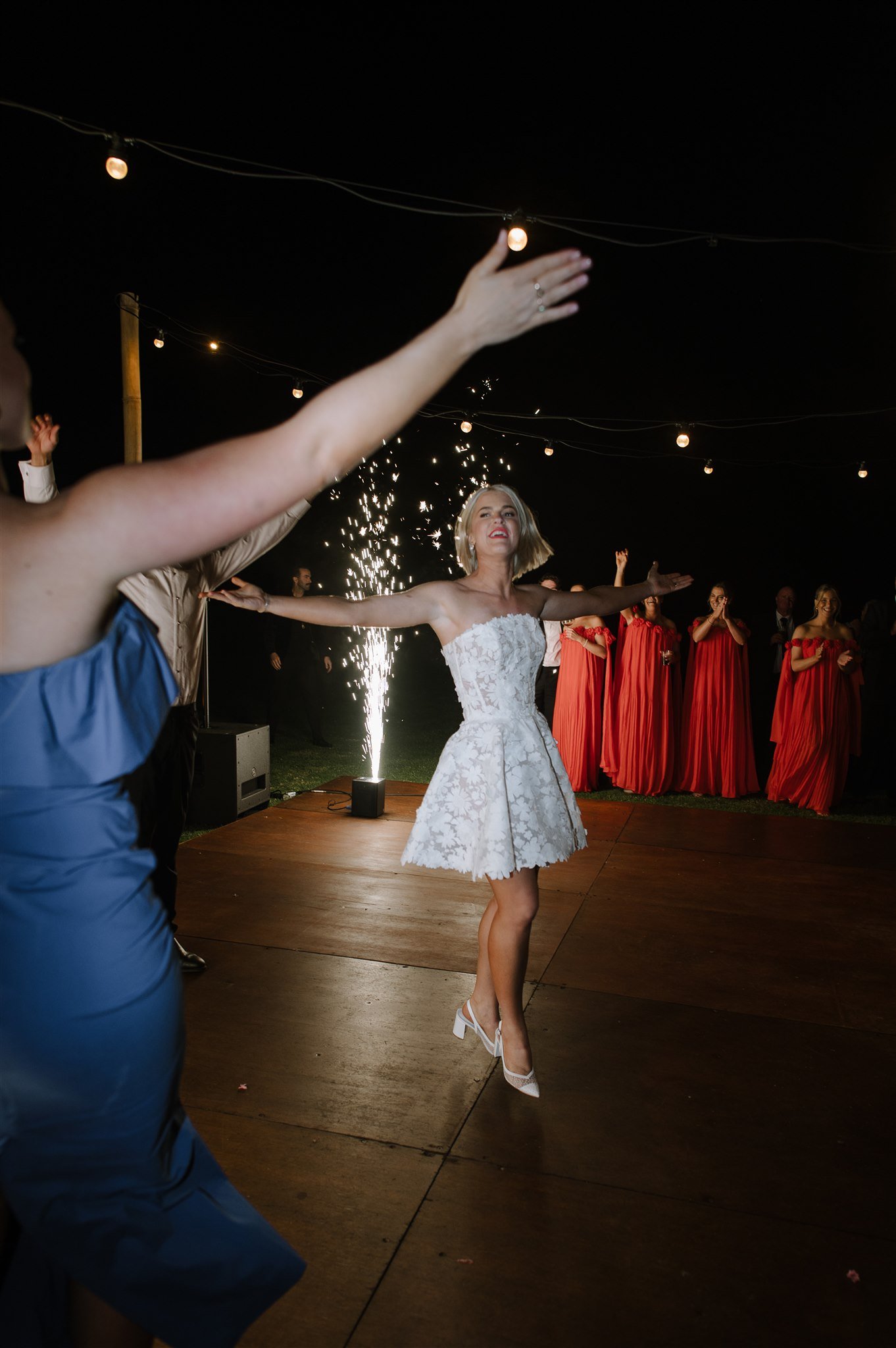 Sperry Tents Sunshine Coast_14x26m Oyster_7m x 5m Dancefloor with External Festoon Lights overhead