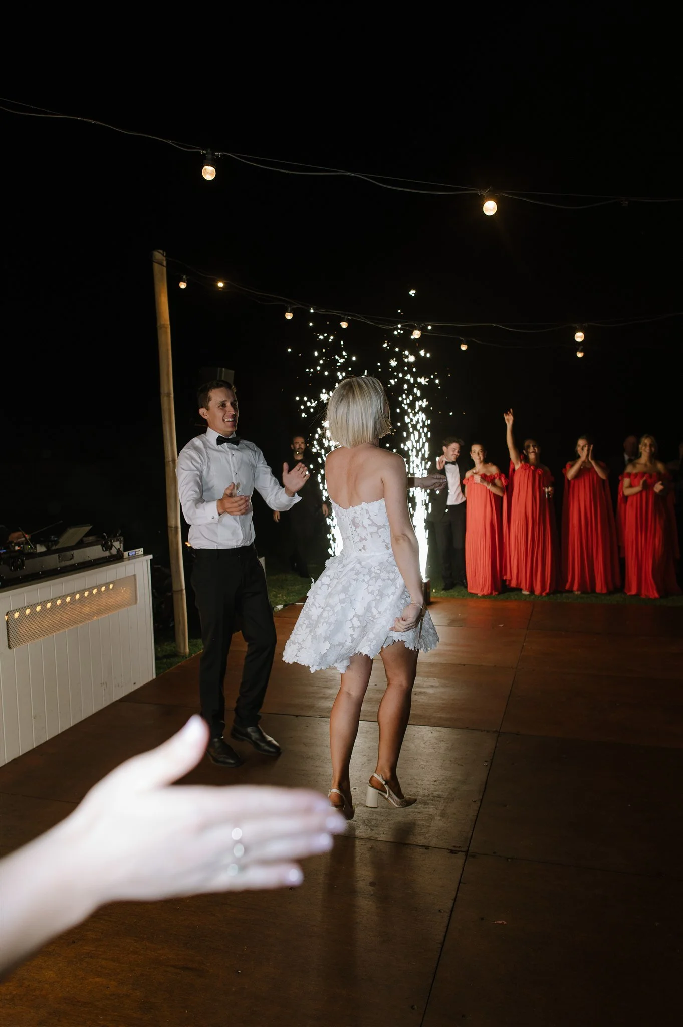 Sperry Tents Sunshine Coast_14x26m Oyster_7m x 5m Dancefloor with External Festoon Lights overhead