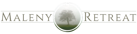 Maleny Retreat logo with a tree inside a circular frame between the words 'Maleny' and 'Retreat'.