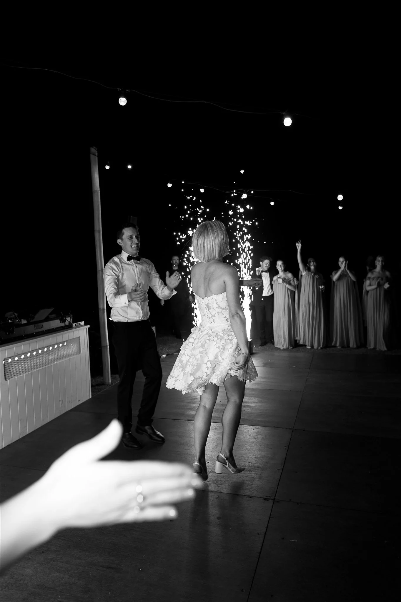Sperry Tents Sunshine Coast_14x26m Oyster_7m x 5m Dancefloor with External Festoon Lights overhead