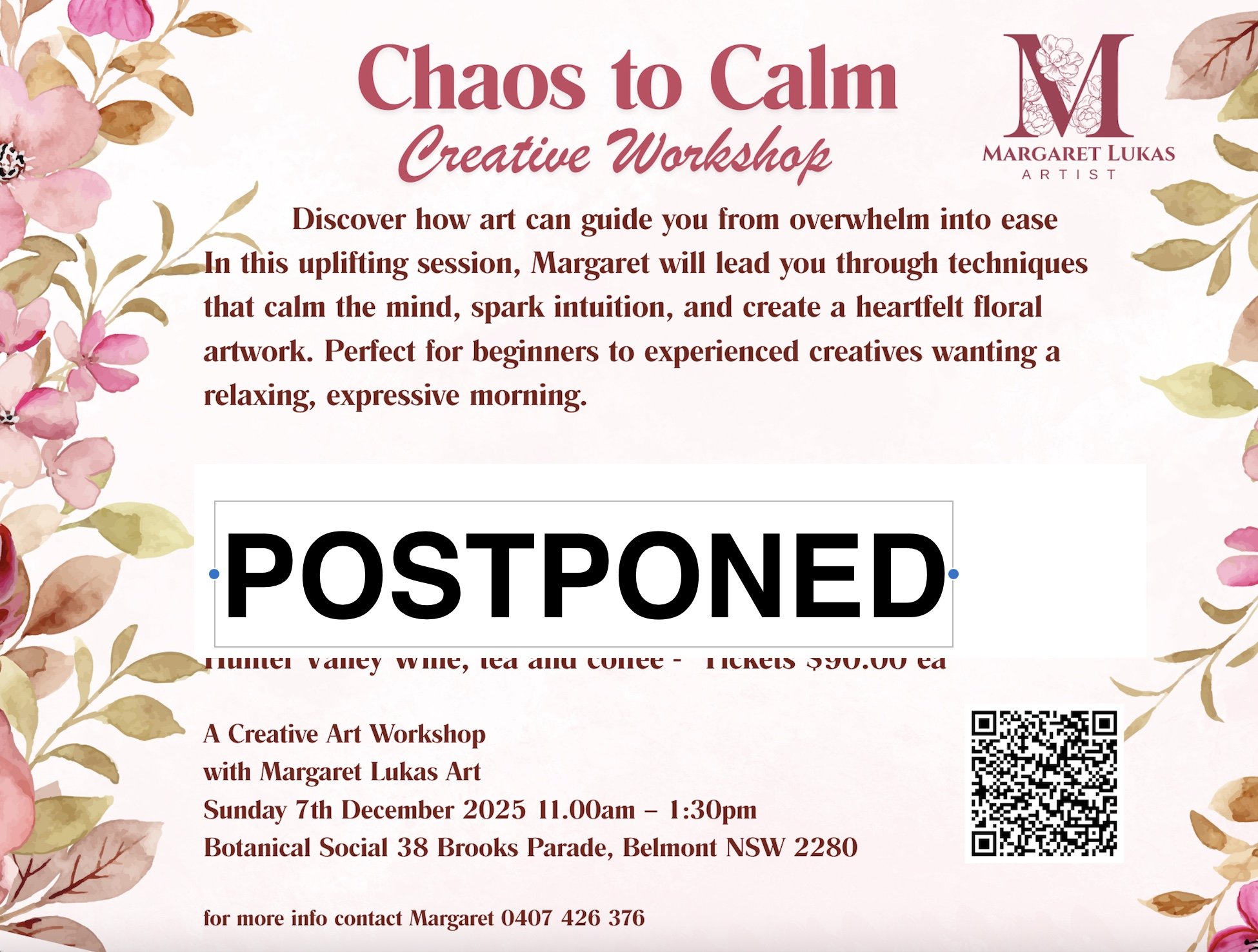 Chaos to Calm - Art Workshop with Margaret Lukas 