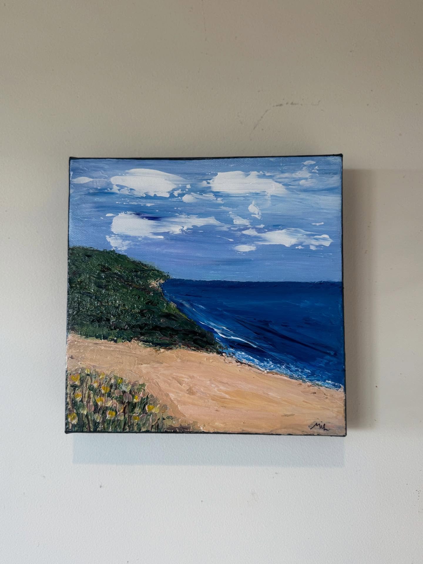 SEASCAPES &bull; 
Ready for Off the Wall Exhibition @themacmuseum 
 Little canvases. Big horizons. Two new mini coastal works capturing our coastlines wild edges + ever-changing skies.
These seascapes and many other works from amazing local artists a