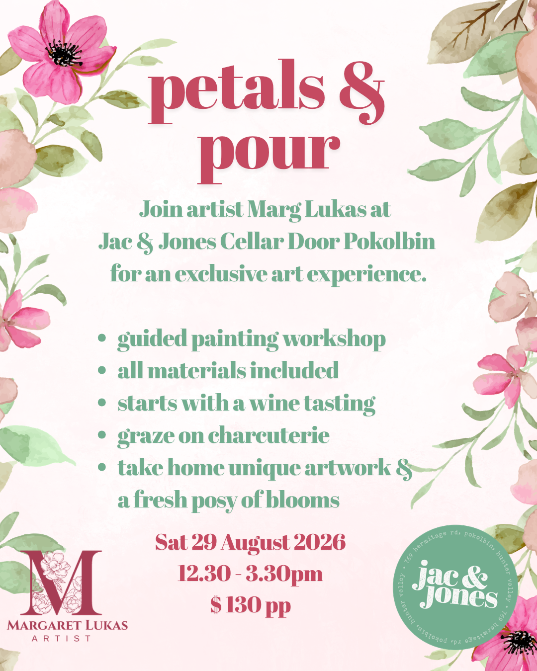 Petals and Pour at Pokolbin 