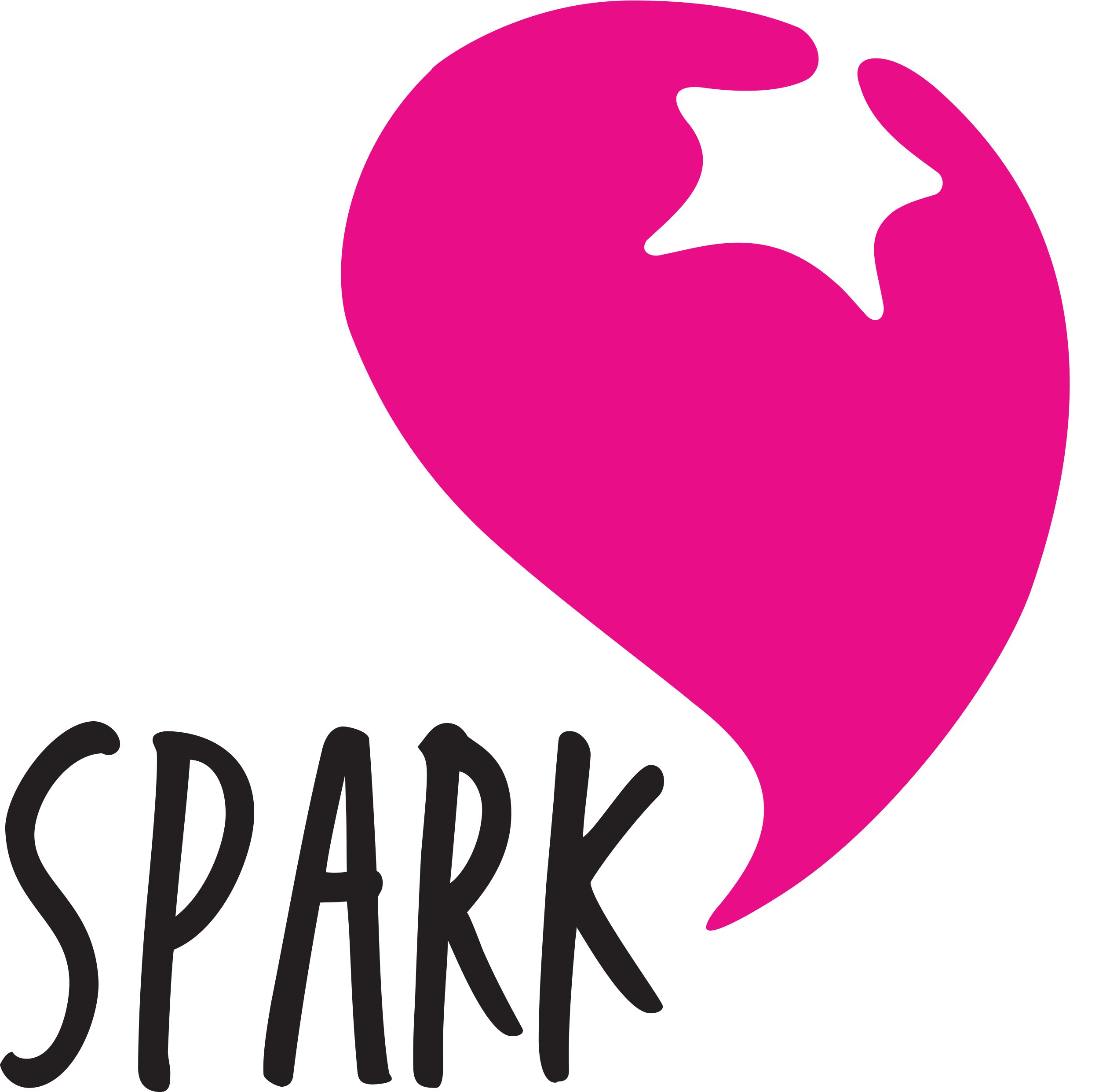 A pink heart-shaped gemstone with a star-shaped cutout at the top, and the word 'SPARK' written below it in black letters.