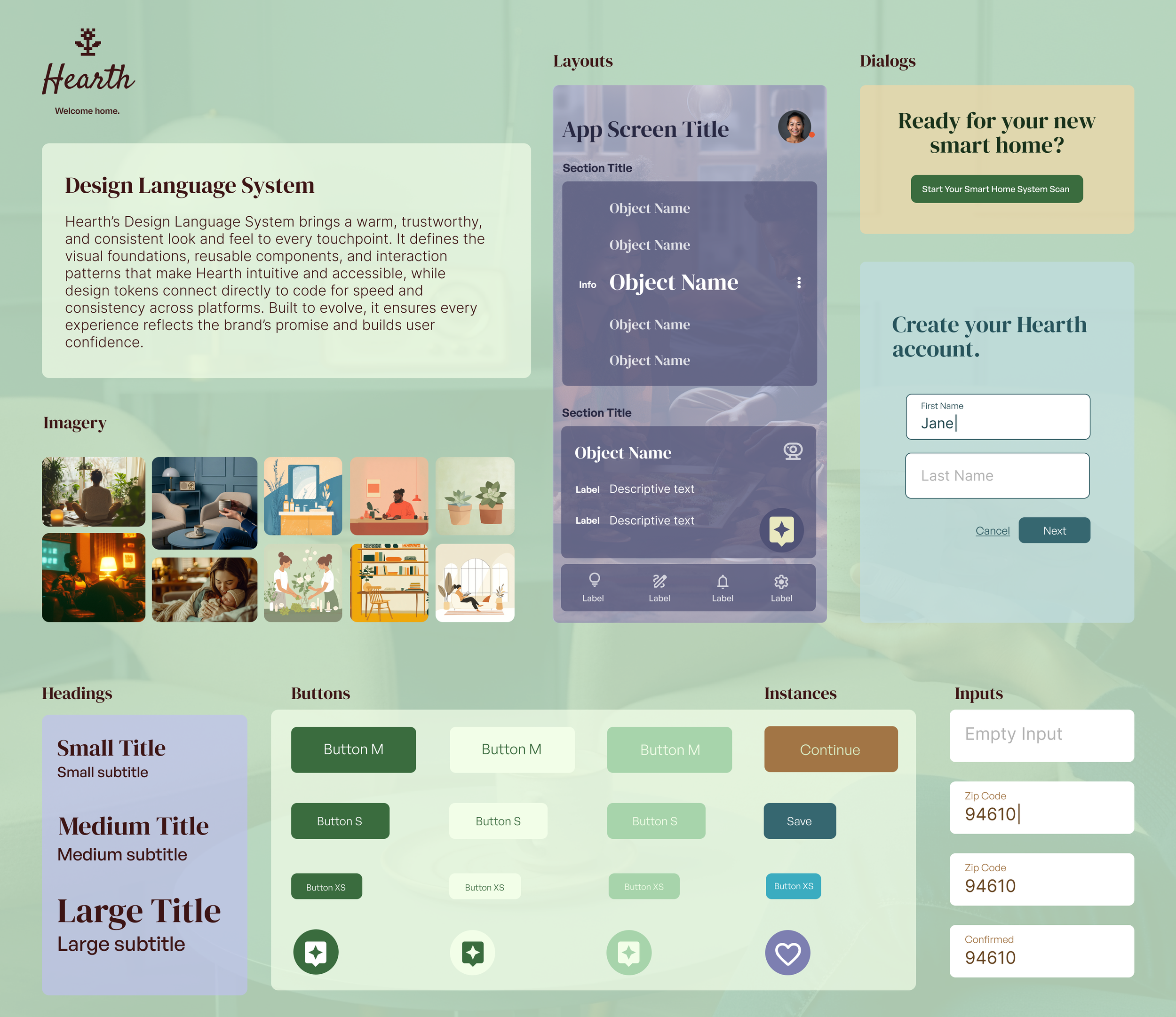 Hearth mobile app design language system