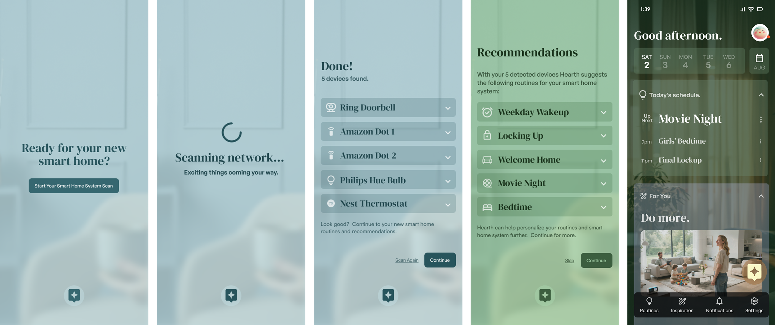Hearth smart home system setup flow
