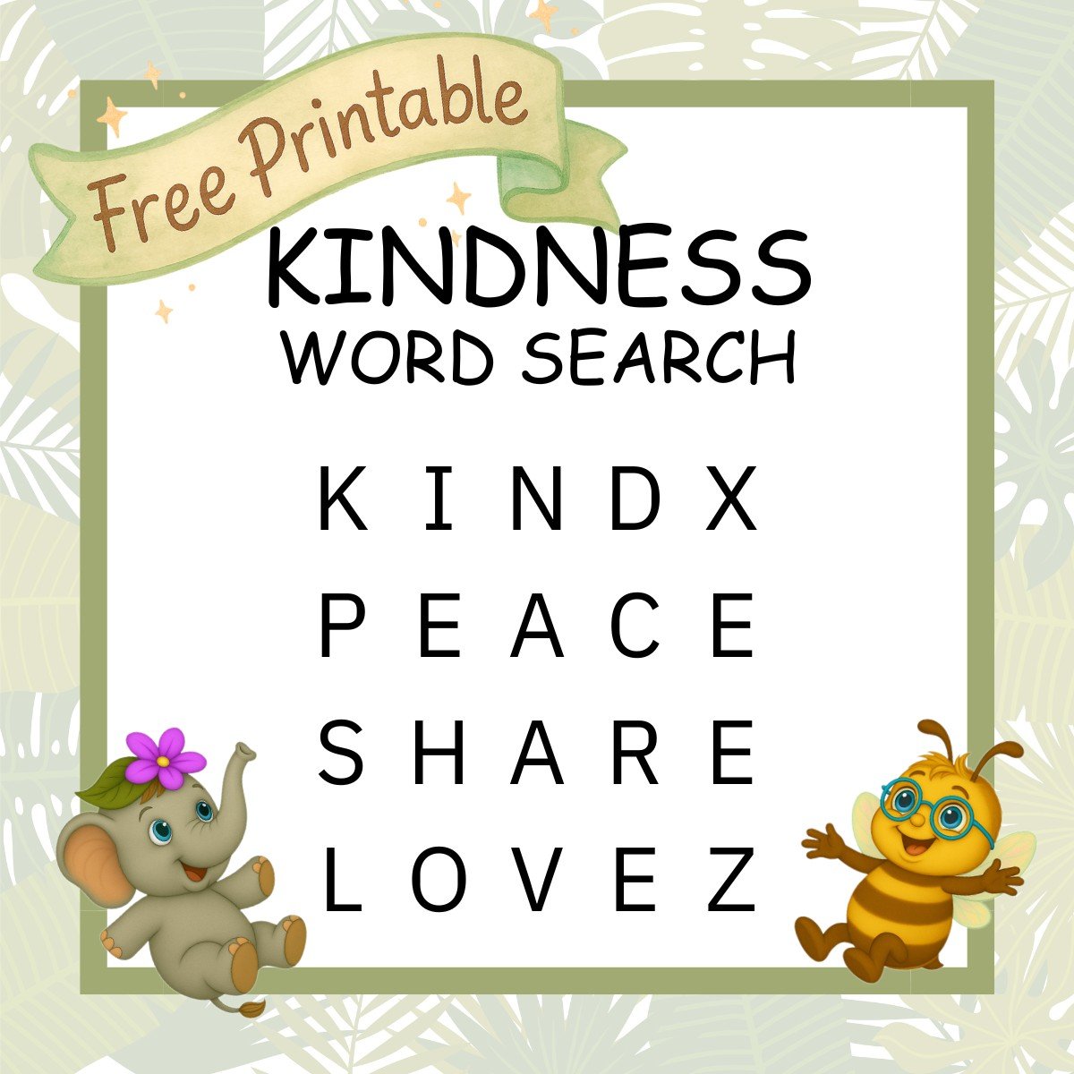 Kindness Word Search — free printable 8.5×11