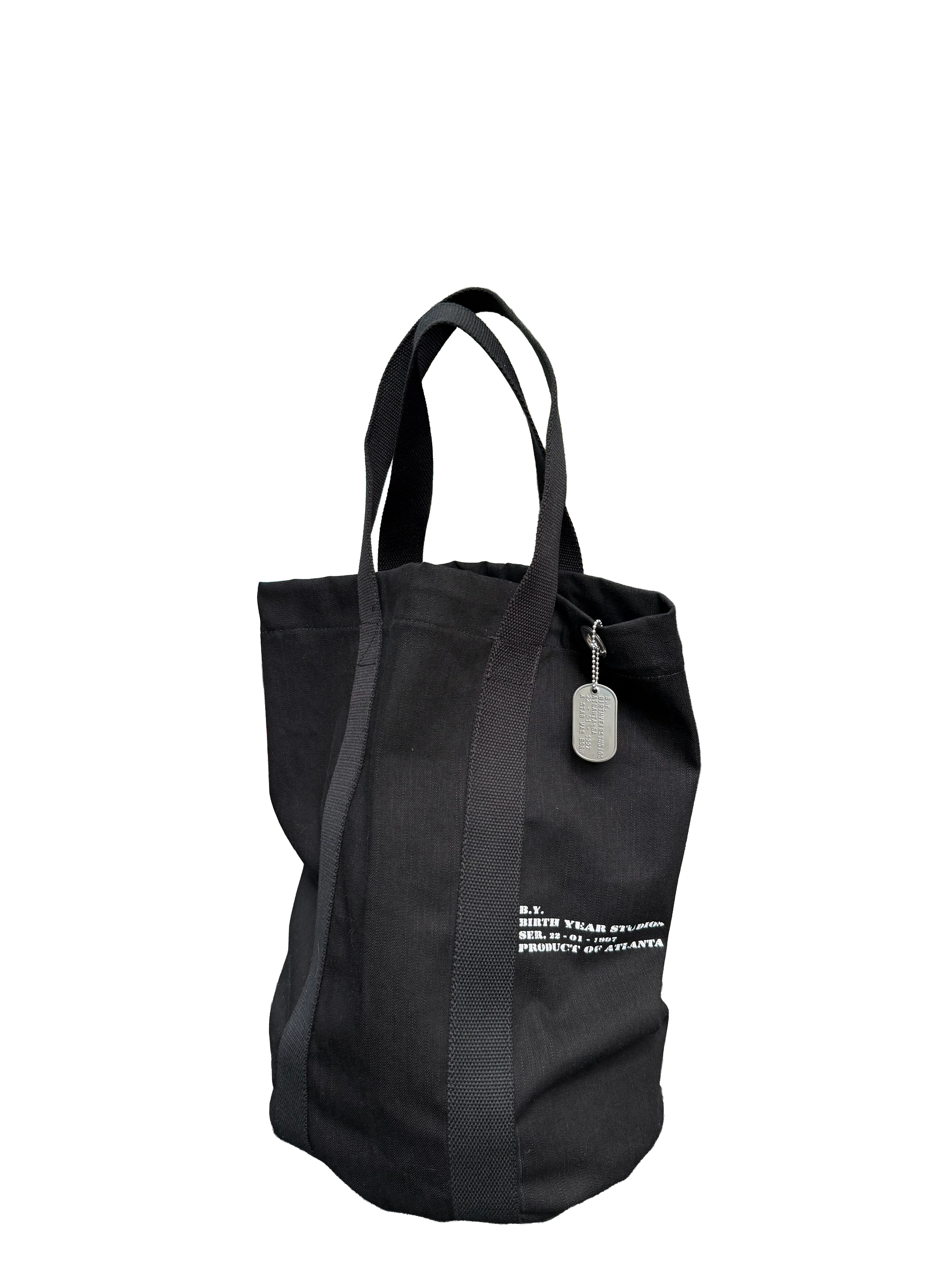 BLACK CARRY-ALL CINCH TOTE BAG