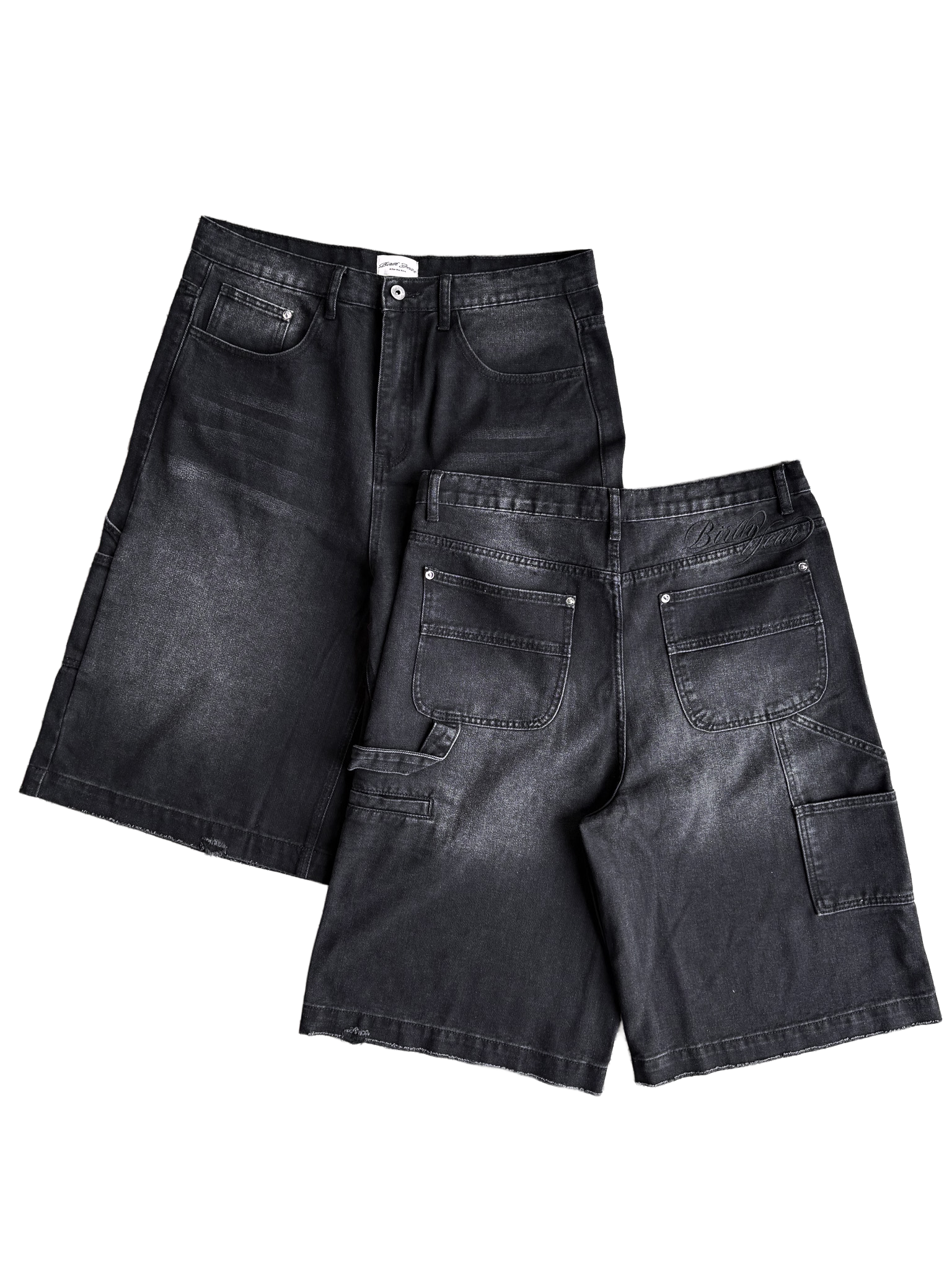 BLACK BAGGY CARPENTER JEAN SHORTS