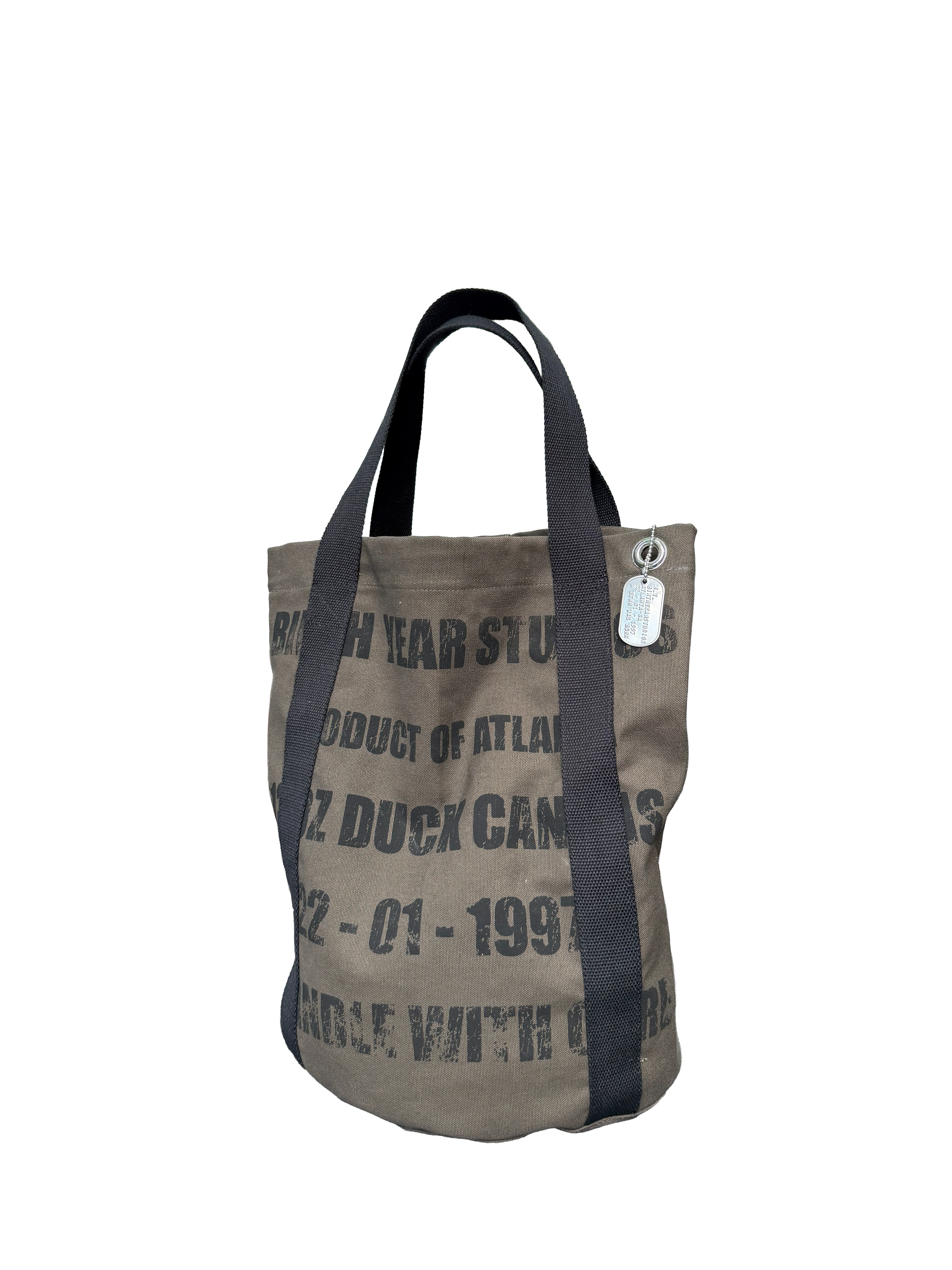 ARMY GREEN WITH BLACK STRAP CARRY-ALL CINCH TOTE BAG