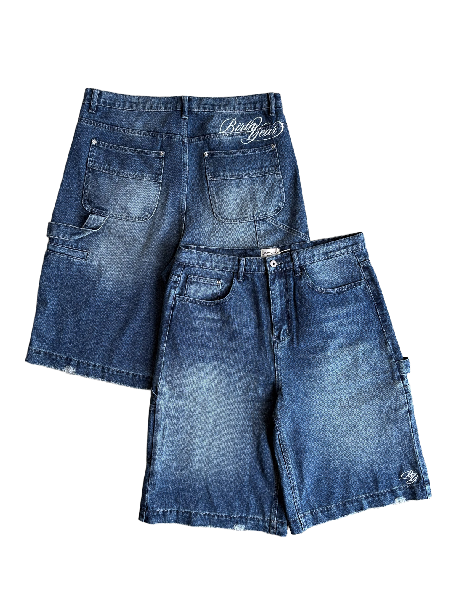 BLUE BAGGY CARPENTER JEAN SHORTS