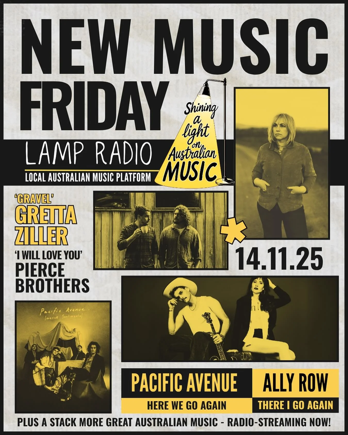 New music Friday at Lamp HQ with some killer new tunes from @grettaziller @ally_row_ @pacificavenueau and @piercebrothersmusic 

Great Australian music streaming 24/7 on Lamp Radio - Always 100% Australian

#ausmusicmonth 
#ausifyyouralgo 
#australia