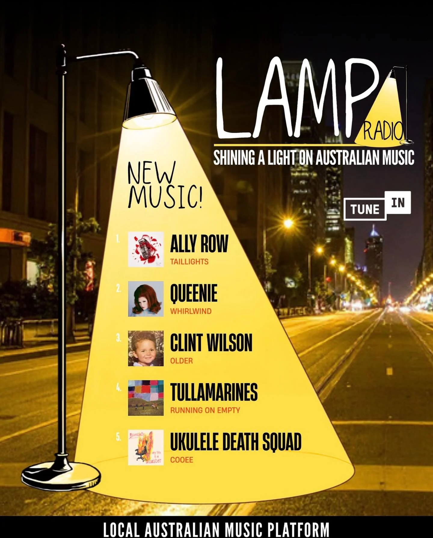 There is so much great new Australian music released every day - this week we&rsquo;re shining a light on great new music by these amazing artists. 
@ukedeathsquad 
@thetullamarines 
@clintwilsonmusic 
@killqueenie 
@ally_row_ 

Support Australian mu