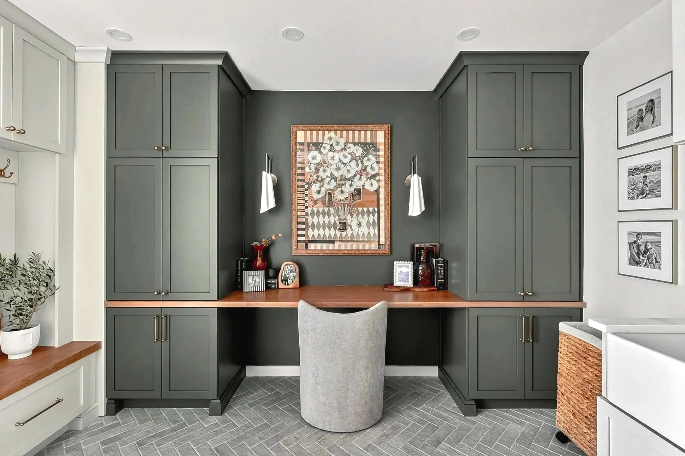 Earthy Green Mudroom & Office