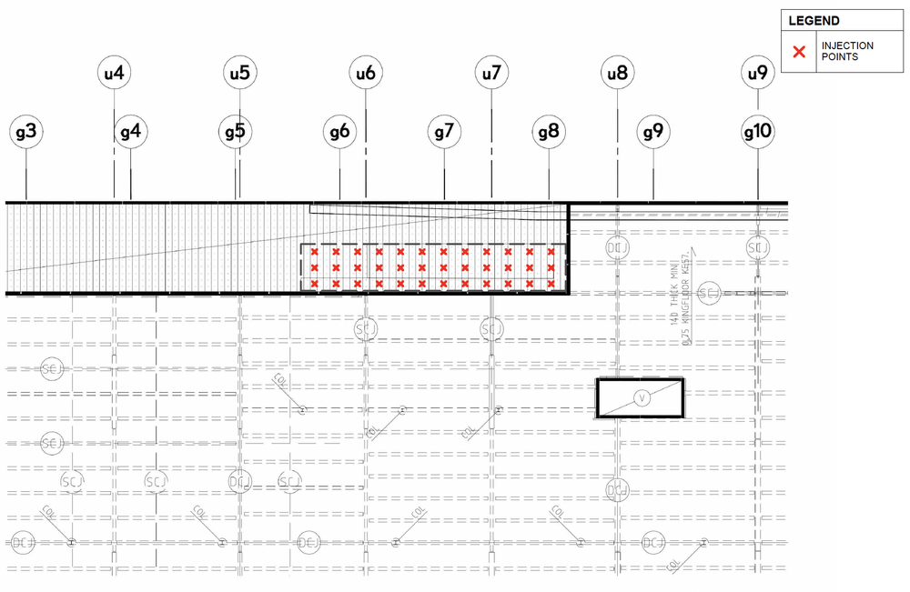 Engineered layout of 95 injection points for the Bunnings loading dock