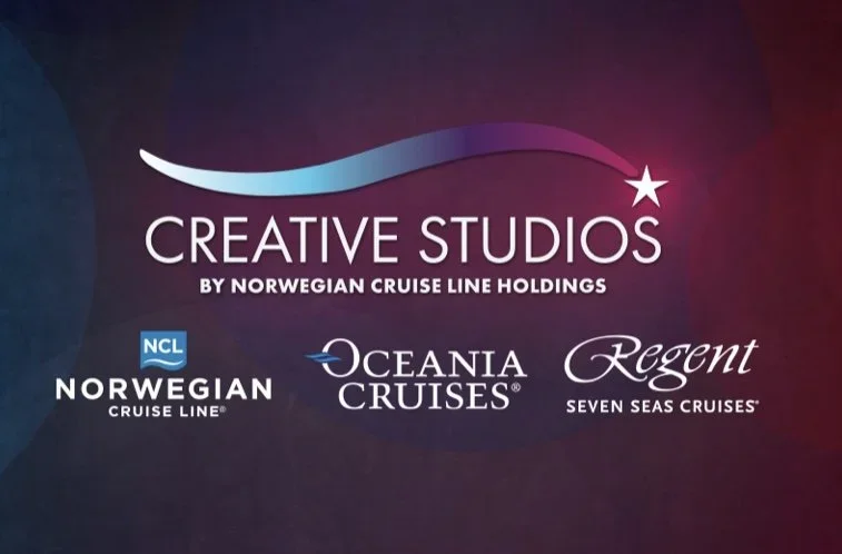 Creative Studios by Norwegian Cruise Line Holdings logo with Norwegian Cruise Line, Oceania Cruises, and Regent Seven Seas Cruises logos.