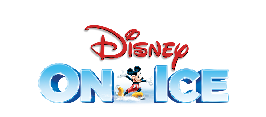 Logo for Disney on Ice featuring Mickey Mouse skating on ice.