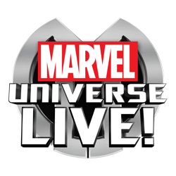 Marvel Universe Live logo with large Marvel text at the top and 'Universe Live!' underneath.