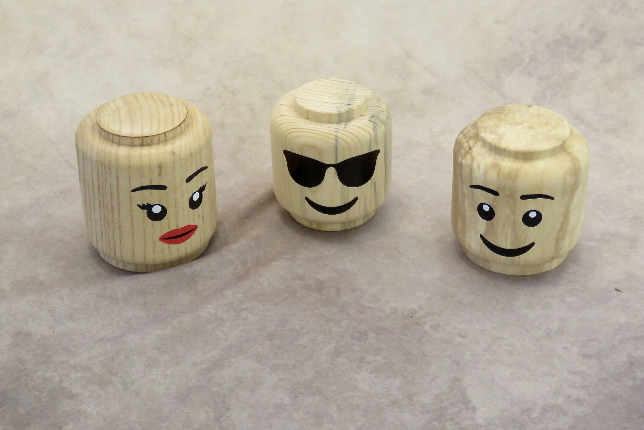 Ryan Kershaw-Lego heads, ash, pine, maple.JPG