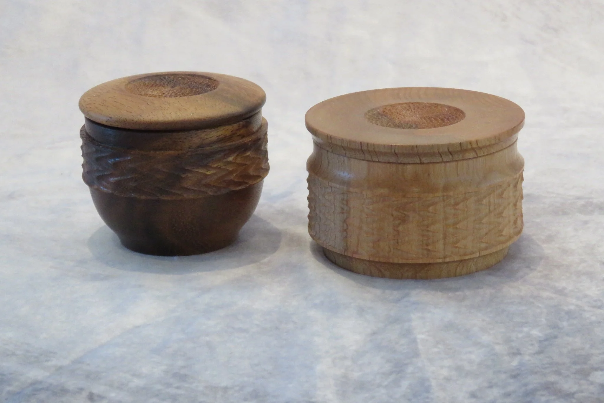 Philip Mullen
Boxes with ornamental turning-Elm & cocobolo