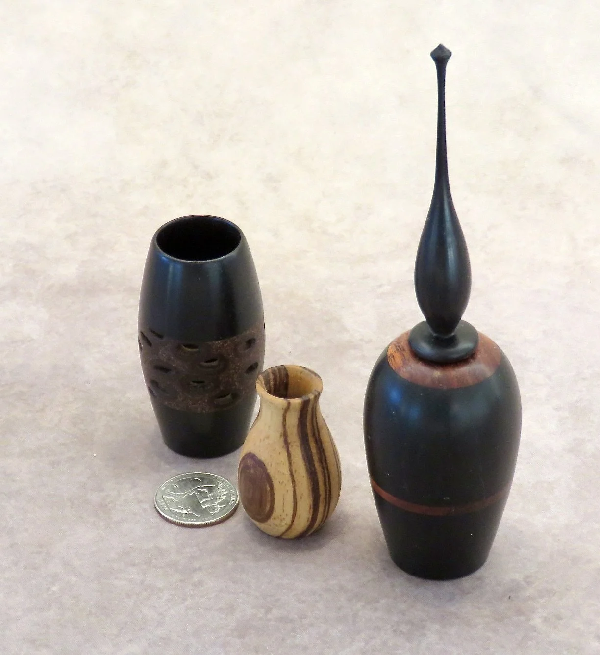 Rex Funk-Miniatures-African blackwood, zebra wood, banksia.JPG