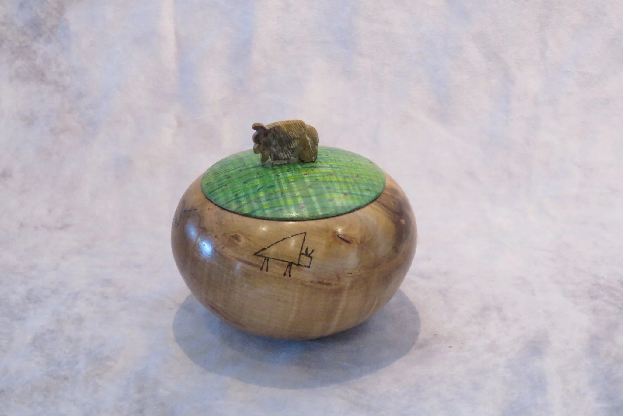 Rex Funk
Lidded bowl with bison-Maple