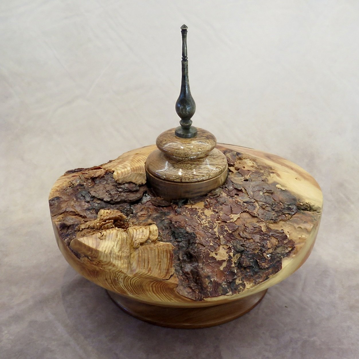 Joe Chaney-Natural edge urn-pine burl, sapele, cocobolo.JPG