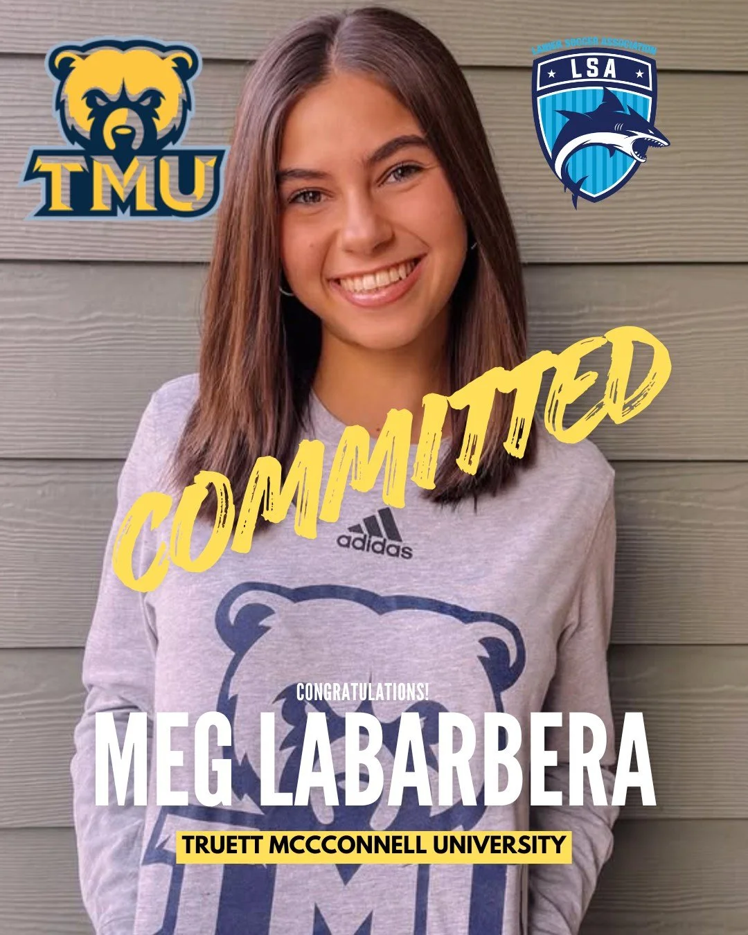 🎉⚽ Congratulations to Meg LaBarbera on her verbal commitment to play next year at Truett McConnell University! 🎓⚽

We are incredibly proud of Meg and all the hard work, dedication, and commitment she has shown throughout her journey. We wish her th