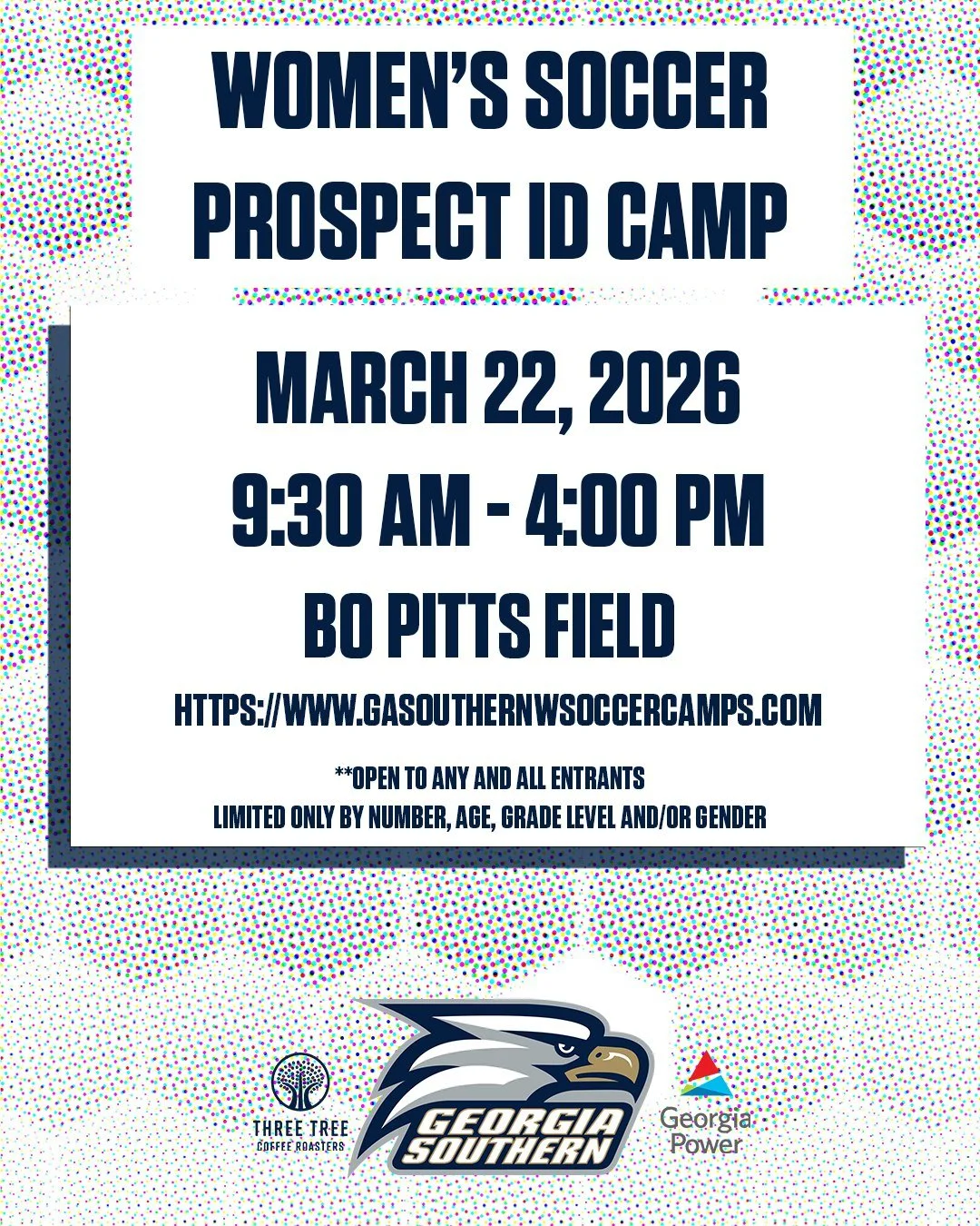 ⚽📣 Women&rsquo;s Soccer Prospect ID Camp at Georgia Southern 📣⚽

Our good friends at Georgia Southern Women&rsquo;s Soccer are hosting a Prospect ID Camp for players who want to showcase their abilities and experience a college training environment
