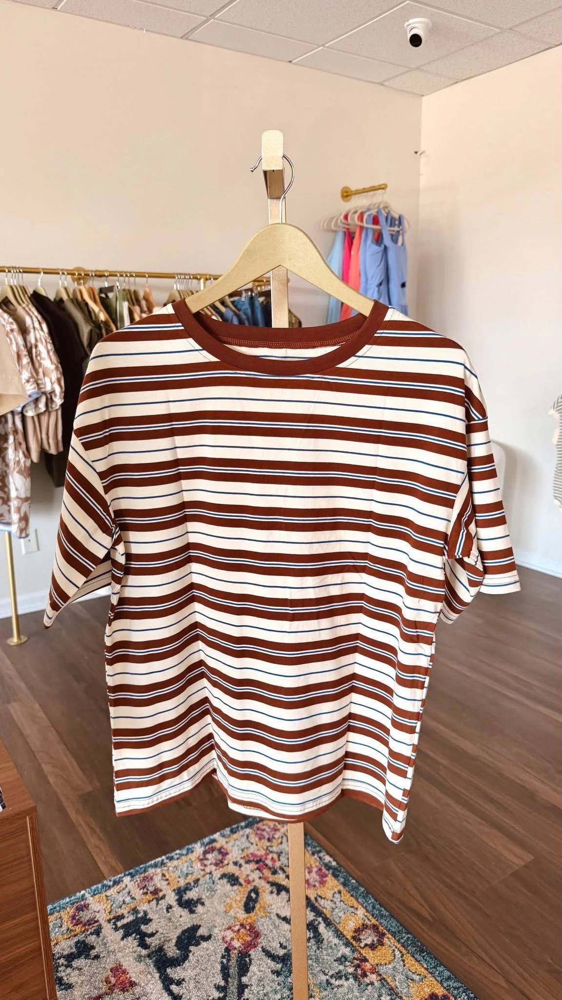Brown Striped Oversized Tee