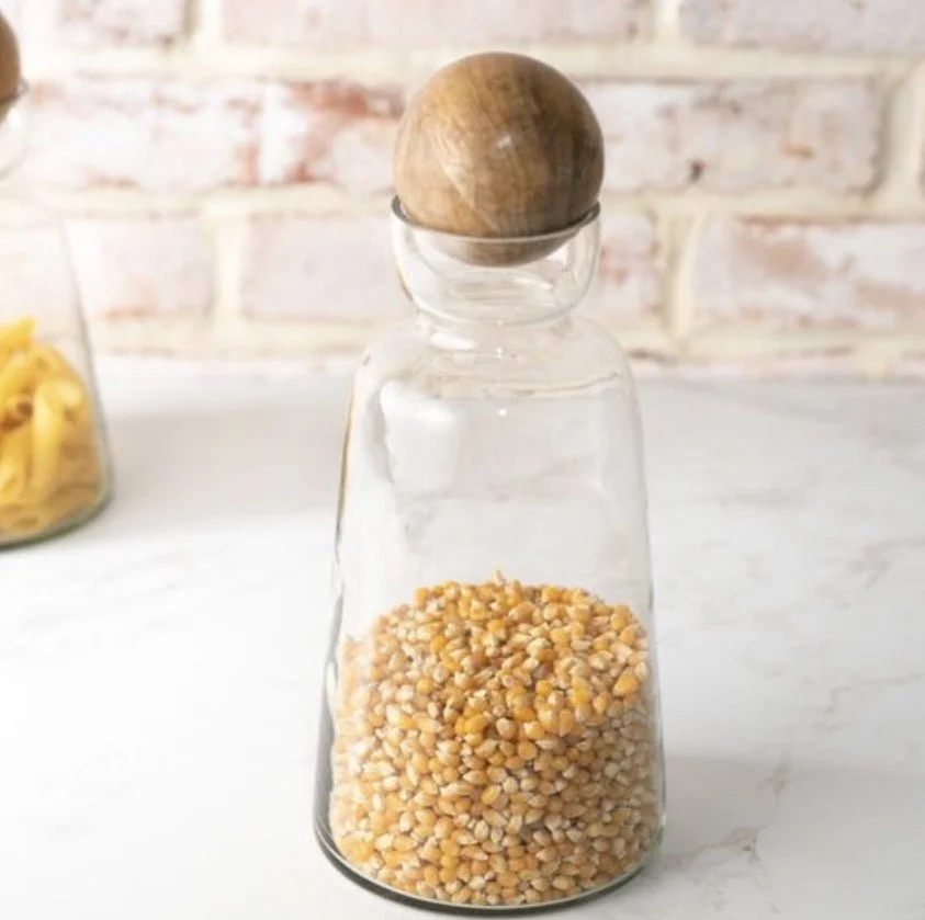 Glass Carafe with Wooden Ball Top
