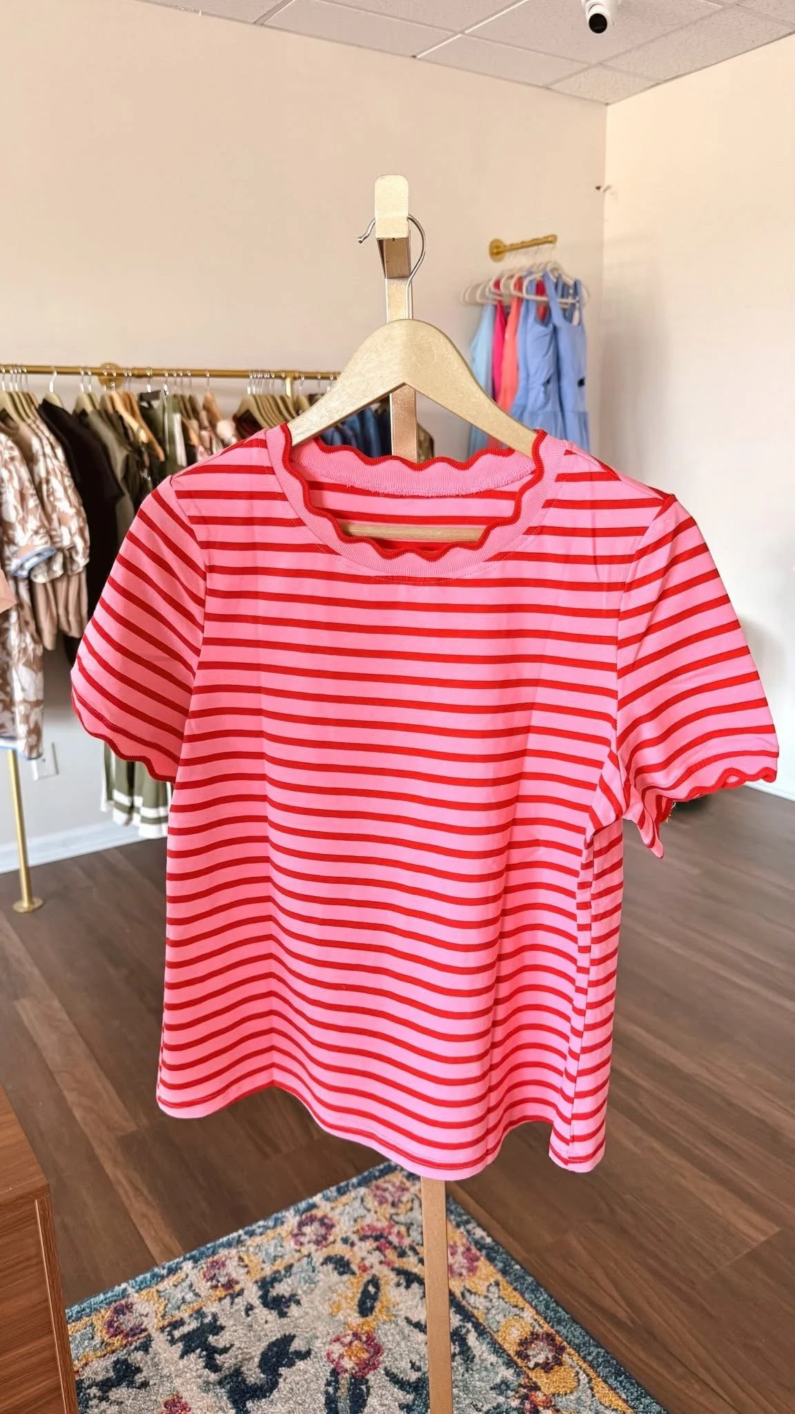 Striped Scallop Trim Tee