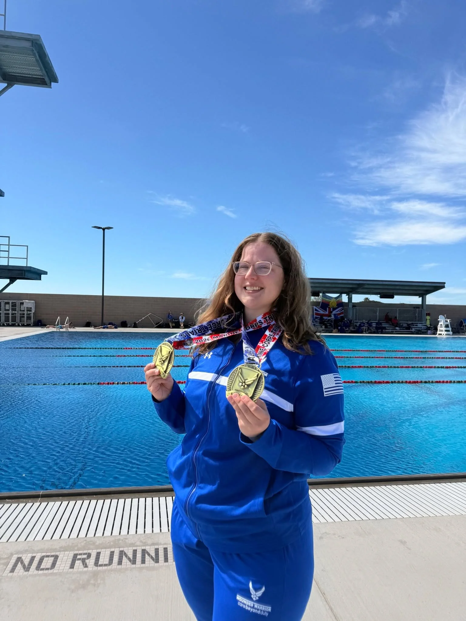 Two golds in swimming at the Air Force Wounded Warrior Trials to add to my silver in Para Powerlifting!  I am so glad I got the "push" to get back in the pool after 10 years. The kindness and encouragement in this crew is unreal &hearts;️ l
